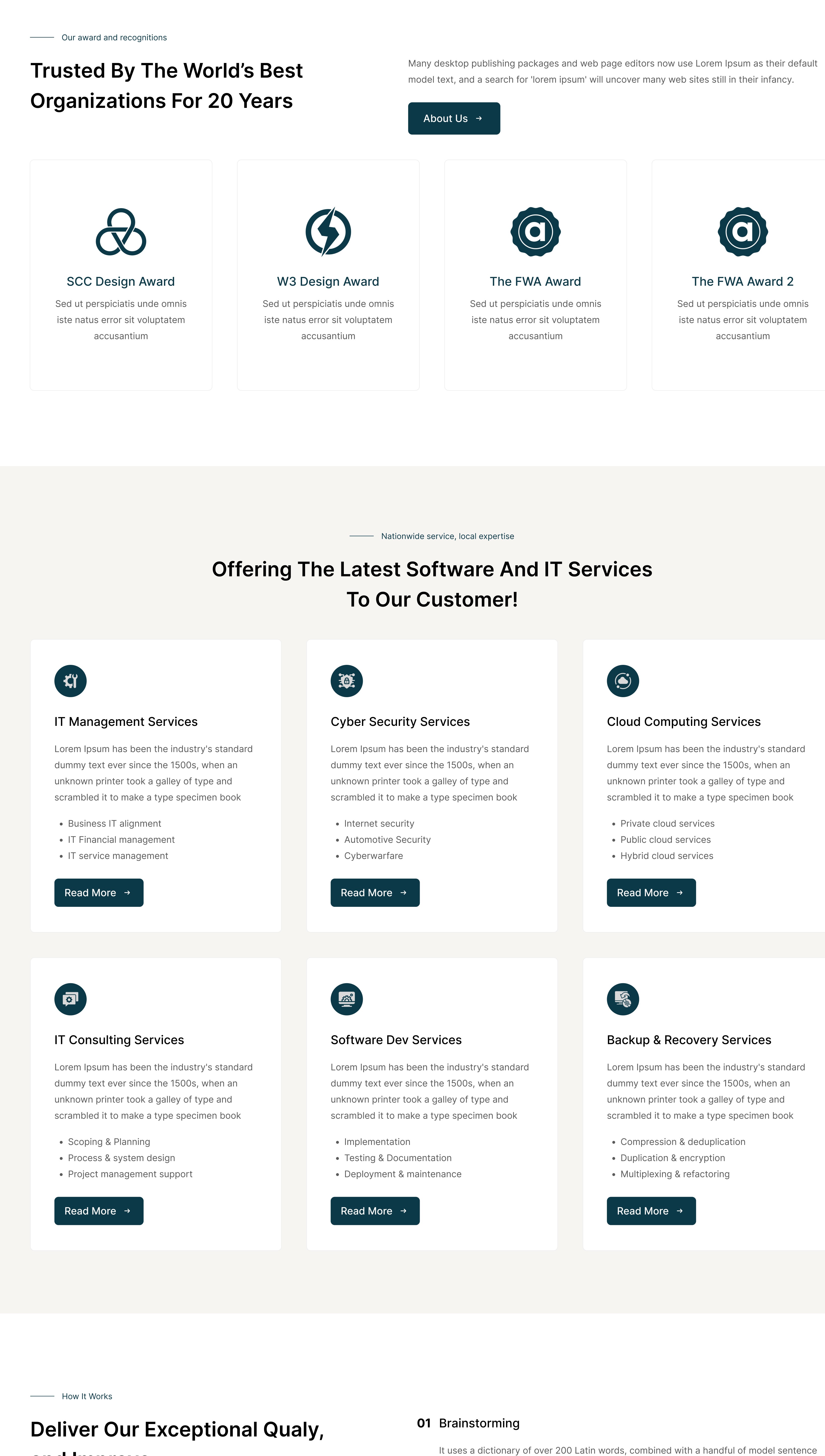 It Solution:IT Solution is a dynamic landing page dedicated to IT services and solutions providers. The page highlights the company's expertise, technological capabilities, and successful projects, aiming to capture potential clients and foster trust in their IT services.